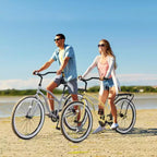 NAYSAYE Vélo de plage cruiser 26 pouces, 7 vitesses, freins en V, selle confortable, vélo de ville rétro classique pour femme, homme, senior