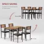 Modern Industrial Dining Set, 5 Piece Table & 4 Chair Combo, Space-Saving Kitchen Table with Metal Legs for Homes & Apartments