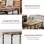 Modern Industrial Dining Set, 5 Piece Table & 4 Chair Combo, Space-Saving Kitchen Table with Metal Legs for Homes & Apartments
