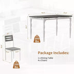 Modern Industrial Dining Set, 5 Piece Table & 4 Chair Combo, Space-Saving Kitchen Table with Metal Legs for Homes & Apartments