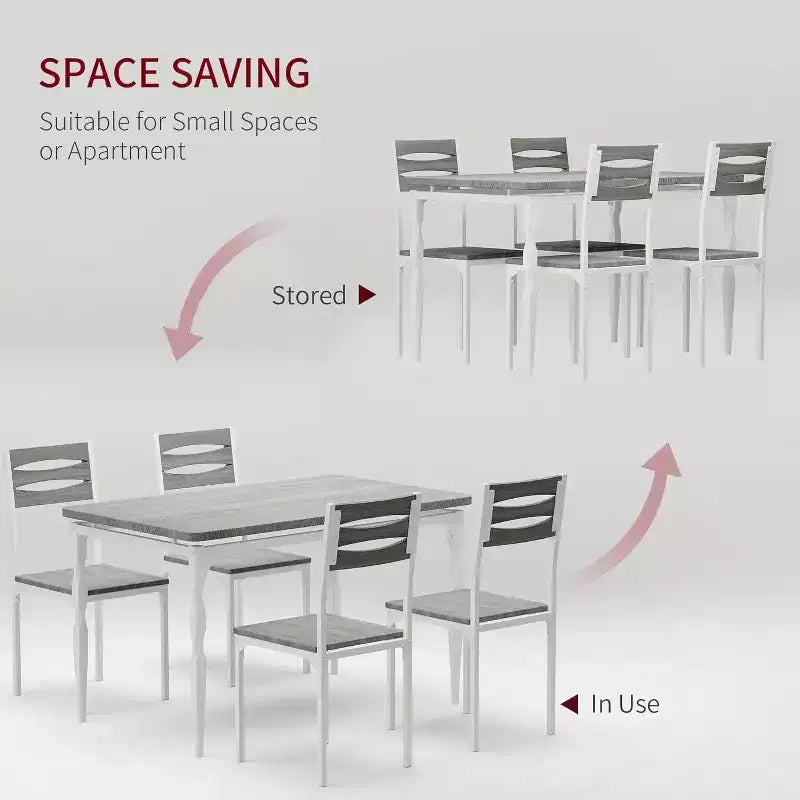 Modern Industrial Dining Set, 5 Piece Table & 4 Chair Combo, Space-Saving Kitchen Table with Metal Legs for Homes & Apartments