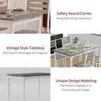 Modern Industrial Dining Set, 5 Piece Table & 4 Chair Combo, Space-Saving Kitchen Table with Metal Legs for Homes & Apartments