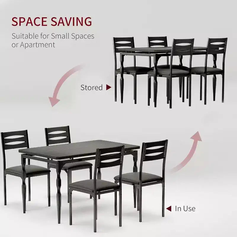 Modern Industrial Dining Set, 5 Piece Table & 4 Chair Combo, Space-Saving Kitchen Table with Metal Legs for Homes & Apartments