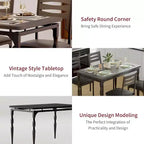 Modern Industrial Dining Set, 5 Piece Table & 4 Chair Combo, Space-Saving Kitchen Table with Metal Legs for Homes & Apartments
