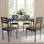 Modern Industrial Dining Set, 5 Piece Table & 4 Chair Combo, Space-Saving Kitchen Table with Metal Legs for Homes & Apartments