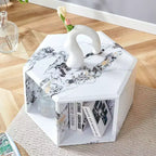 Table basse hexagonale moderne en MDF Okak, conception multi-trous verticale avec rangement cubique géométrique, tables d'appoint pour salon et bureau