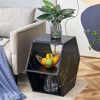 Table basse hexagonale moderne en MDF Okak, conception multi-trous verticale avec rangement cubique géométrique, tables d'appoint pour salon et bureau