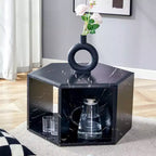 Table basse hexagonale moderne en MDF Okak, conception multi-trous verticale avec rangement cubique géométrique, tables d'appoint pour salon et bureau