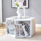 Table basse hexagonale moderne en MDF Okak, conception multi-trous verticale avec rangement cubique géométrique, tables d'appoint pour salon et bureau