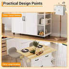 43.12 Inch Kitchen Islands & Carts, Wood Top Rolling Kitchen Cart with Storage Drawer, Mobile Workstation, Wine Storage, Spice & Towel Organization