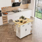 43.12 Inch Kitchen Islands & Carts, Wood Top Rolling Kitchen Cart with Storage Drawer, Mobile Workstation, Wine Storage, Spice & Towel Organization