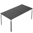 71 Aluminum Patio Dining Table, Outdoor Aluminum Patio Table, Slatted Top & Umbrella Hole, All-Weather Black for Backyard, Garden, Lawn
