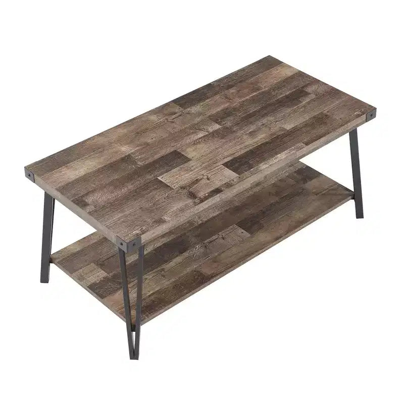 Table basse Probe Hues Modern Storage avec cadre métallique et étagère polyvalente