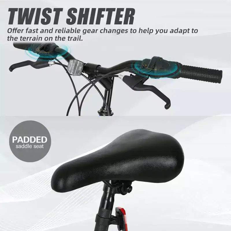 hykolity VTT 27,5 pouces Vélo Tout-Terrain 18 Vitesses Sport Pleine Suspension pour Hommes Adultes Unisexe Noir