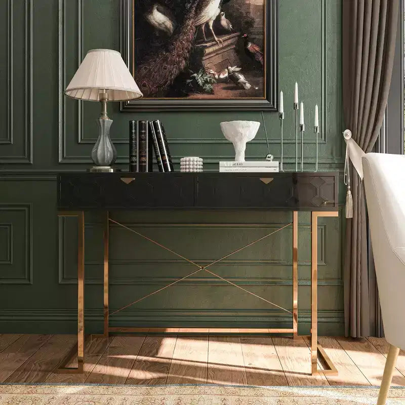 CLIHOME Table console/Bureau de 42 po moderne/contemporain avec 2 tiroirs