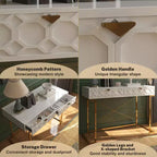 CLIHOME Table console/Bureau de 42 po moderne/contemporain avec 2 tiroirs