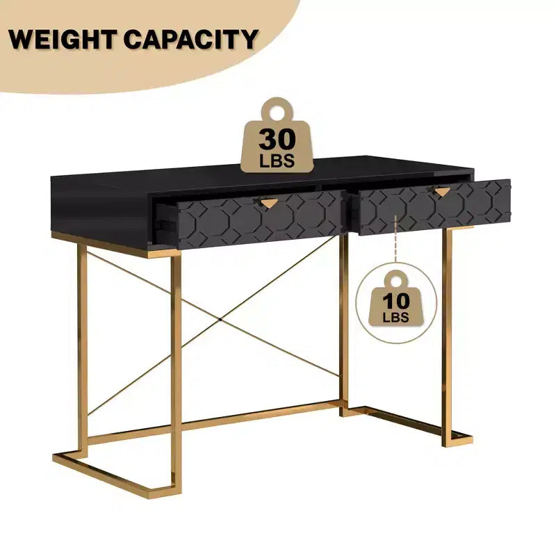 CLIHOME Table console/Bureau de 42 po moderne/contemporain avec 2 tiroirs