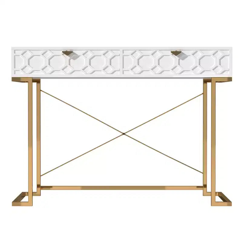 CLIHOME Table console/Bureau de 42 po moderne/contemporain avec 2 tiroirs