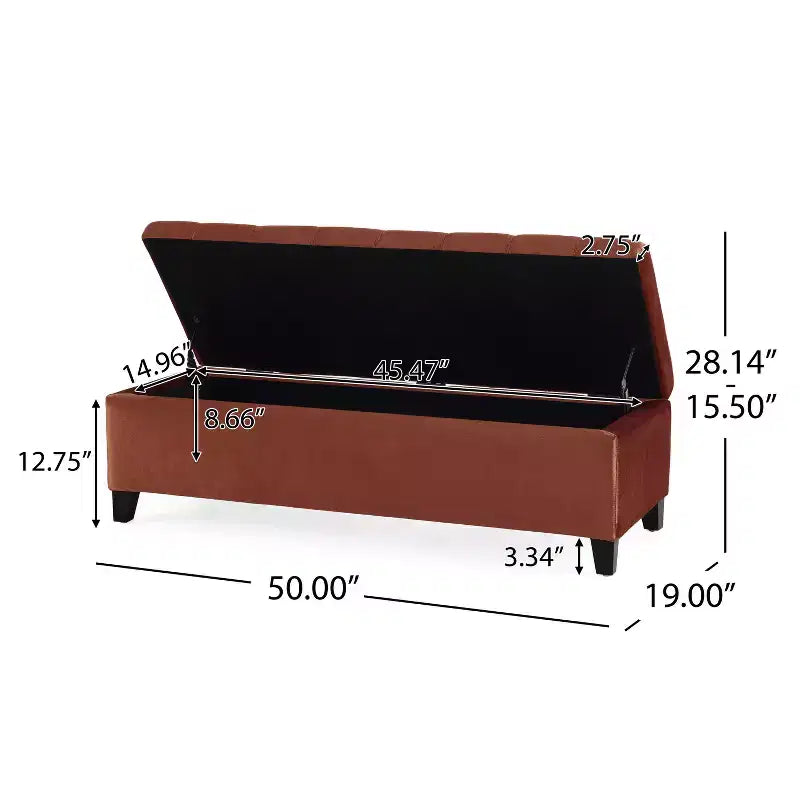TUYOHW 50 Banc Ottoman en Boucle Texturée, Design Rectangulaire avec Couvercle Charnière pour Sièges Rangement Caché pour Salon