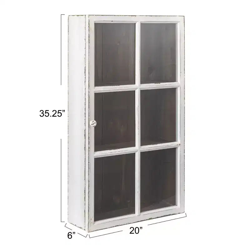 Storied Home Armoire murale en bois blanc antique avec 3 étagères