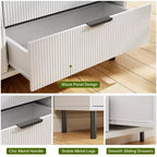 Commode à 5 tiroirs cannelés ondulés pour chambre à coucher, commode moderne en bois avec tiroirs larges, organisateur de commode de placard