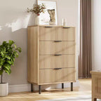 Commode à 5 tiroirs cannelés ondulés pour chambre à coucher, commode moderne en bois avec tiroirs larges, organisateur de commode de placard