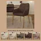 LeisureMod Zaire Chaise de salle à manger moderne, Chaise d'appoint rembourrée avec pieds en fer doré, Chaise d'appoint élégante pour salle à manger ou cuisine, Lot de 2