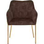 LeisureMod Zaire Chaise de salle à manger moderne, Chaise d'appoint rembourrée avec pieds en fer doré, Chaise d'appoint élégante pour salle à manger ou cuisine, Lot de 2