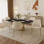 LeisureMod Zaire Chaise de salle à manger moderne, Chaise d'appoint rembourrée avec pieds en fer doré, Chaise d'appoint élégante pour salle à manger ou cuisine, Lot de 2