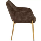 LeisureMod Zaire Chaise de salle à manger moderne, Chaise d'appoint rembourrée avec pieds en fer doré, Chaise d'appoint élégante pour salle à manger ou cuisine, Lot de 2