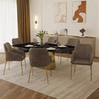 LeisureMod Zaire Chaise de salle à manger moderne, Chaise d'appoint rembourrée avec pieds en fer doré, Chaise d'appoint élégante pour salle à manger ou cuisine, Lot de 2