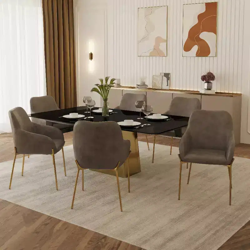 LeisureMod Zaire Chaise de salle à manger moderne, Chaise d'appoint rembourrée avec pieds en fer doré, Chaise d'appoint élégante pour salle à manger ou cuisine, Lot de 2