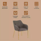 LeisureMod Zaire Chaise de salle à manger moderne, Chaise d'appoint rembourrée avec pieds en fer doré, Chaise d'appoint élégante pour salle à manger ou cuisine, Lot de 2