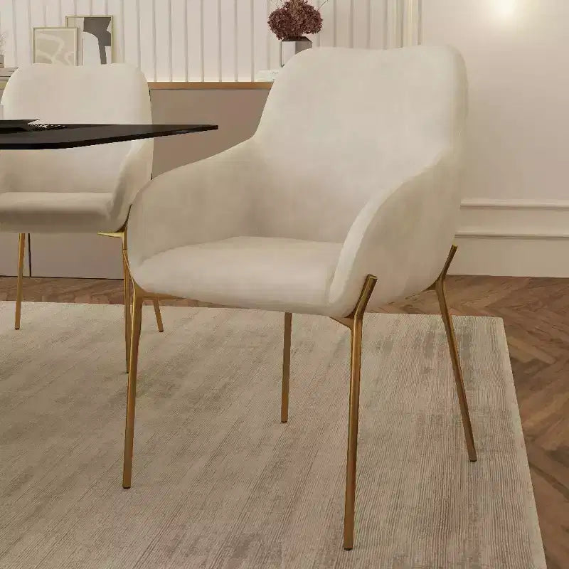 LeisureMod Zaire Chaise de salle à manger moderne, Chaise d'appoint rembourrée avec pieds en fer doré, Chaise d'appoint élégante pour salle à manger ou cuisine, Lot de 2