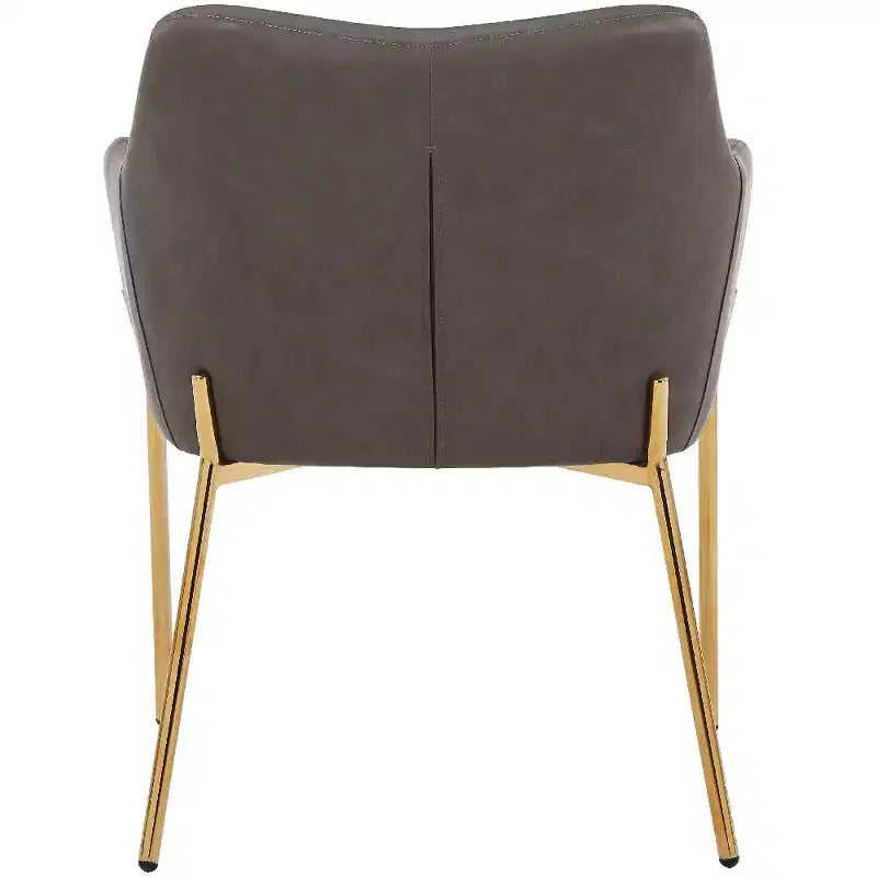 LeisureMod Zaire Chaise de salle à manger moderne, Chaise d'appoint rembourrée avec pieds en fer doré, Chaise d'appoint élégante pour salle à manger ou cuisine, Lot de 2