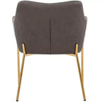 LeisureMod Zaire Chaise de salle à manger moderne, Chaise d'appoint rembourrée avec pieds en fer doré, Chaise d'appoint élégante pour salle à manger ou cuisine, Lot de 2