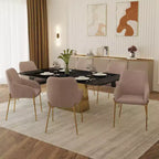 LeisureMod Zaire Chaise de salle à manger moderne, Chaise d'appoint rembourrée avec pieds en fer doré, Chaise d'appoint élégante pour salle à manger ou cuisine, Lot de 2