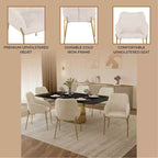 LeisureMod Zaire Chaise de salle à manger moderne, Chaise d'appoint rembourrée avec pieds en fer doré, Chaise d'appoint élégante pour salle à manger ou cuisine, Lot de 2