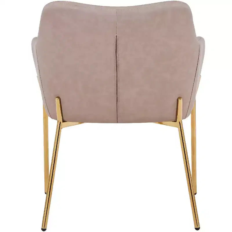LeisureMod Zaire Chaise de salle à manger moderne, Chaise d'appoint rembourrée avec pieds en fer doré, Chaise d'appoint élégante pour salle à manger ou cuisine, Lot de 2