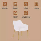 LeisureMod Zaire Chaise de salle à manger moderne, Chaise d'appoint rembourrée avec pieds en fer doré, Chaise d'appoint élégante pour salle à manger ou cuisine, Lot de 2