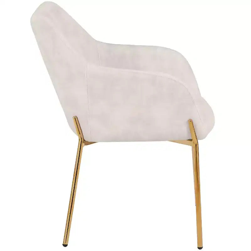 LeisureMod Zaire Chaise de salle à manger moderne, Chaise d'appoint rembourrée avec pieds en fer doré, Chaise d'appoint élégante pour salle à manger ou cuisine, Lot de 2