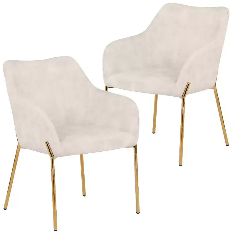LeisureMod Zaire Modern Dining Chair  Upholstered Side Chair with Gold Iron Legs, Stylish Accent Chair for Dining Room or Kitchen Set of 2