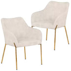 LeisureMod Zaire Modern Dining Chair  Upholstered Side Chair with Gold Iron Legs, Stylish Accent Chair for Dining Room or Kitchen Set of 2