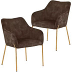 LeisureMod Zaire Chaise de salle à manger moderne, Chaise d'appoint rembourrée avec pieds en fer doré, Chaise d'appoint élégante pour salle à manger ou cuisine, Lot de 2