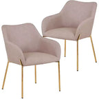 LeisureMod Zaire Chaise de salle à manger moderne, Chaise d'appoint rembourrée avec pieds en fer doré, Chaise d'appoint élégante pour salle à manger ou cuisine, Lot de 2