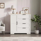 Acekool Wood Armoire Wardrobe Closet, 43.3 H Bedroom Cabinet with 4 Drawers, Door, Hanging Rod, Storage Organizer