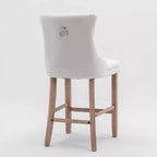 CLIHOME Lot de 2 tabourets de bar contemporains en velours avec capitonnage et pieds en bois, clous décoratifs chromés