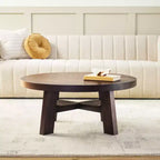 Table basse ronde 36 po en bois massif style ferme moderne