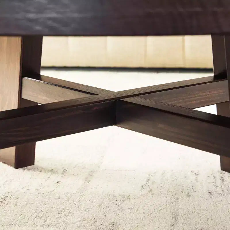Table basse ronde 36 po en bois massif style ferme moderne
