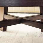 Table basse ronde 36 po en bois massif style ferme moderne